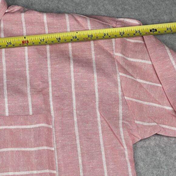 G by Giuliana Shirt Womens Small Pink Striped Button Front Casual Soft Everyday - Picture 6 of 16
